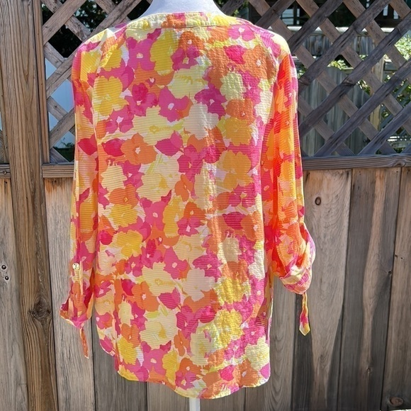 Hearts of Palm Watercolor Pansies Top Size 14 - Picture 6 of 8